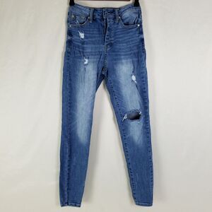 Special A Jeans Juniors 1 Blue High‎ Rise Skinny Leg Destroyed Medium Wash Denim